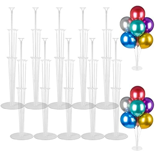 Voircoloria 10 Sets Balloon Stand Kits, Balloon Sticks Holders with Base for Table Graduation Birthday Baby Shower Gender Reveal Party Decorations - Image 1