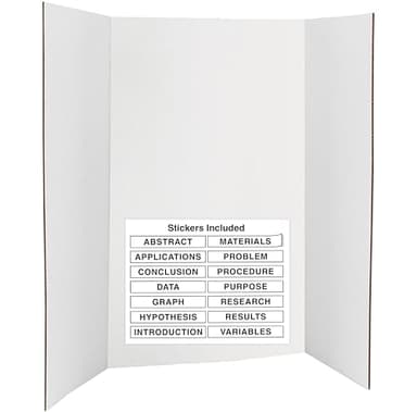 Trifold Poster Board 36" x 48" White Presentation Board - Self-Adhesive Science Subtitles Included - Science Fair Display Boards, for School, Fun Projects and Business Presentations - by Emraw - Image 1