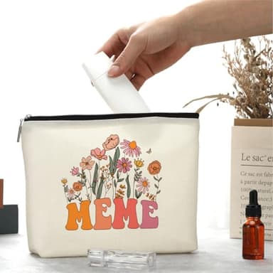 Retro Flower Mothers Day Birthday Gifts for Meme Funny Grandma Gifts from Granddaughter Makeup Bag Cosmetic Bag Retirement Wedding Anniversary Appreciation Gifts for Women Grandma Nana Grandmother - Image 3
