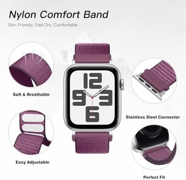 6 Pack Nylon Sport Loop Band Compatible with Apple Watch Band 38mm 40mm 41mm 42mm 44mm 45mm 46mm 49mm Women Men, Soft Adjustable Braided Replacement Straps for iWatch Series 11 10 9 8 7 6 5 4 3 2 1 SE Ultra - Image 5