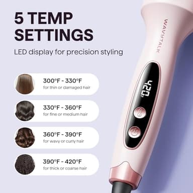 Wavytalk Thermal Brush, Blowout Boost 1.5 inch Heated Round Brush for Blowout Look, Dual Voltage, Pink, Sakura, Tourmaline Ceramic, Negative Ion Technology, 5 Temperature Settings, Less Damage - Image 5