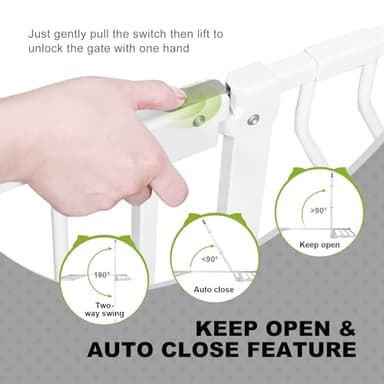 Baby Gates with Cat Door - Auto Close 29.5"-48.4" Safety Metal Dog Pet Gate for Doorway, Stairs, House, Walk Through Child Gate with Pet Door, includes 4 Wall Cups and 2 Extension Pieces - Image 8