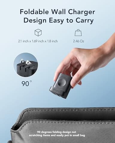 VRURC for Apple Watch Charger, Wireless Magnetic Portable iWatch Charger, PD 20W 3-in-1 Travel Fast Charging Block for iWatch Ultra/SE/10/9/8/7/6/5/4/3/2/, iPhone 17/16/15/14/13,Android-Black - Image 4