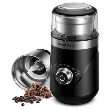 SHARDOR Upgraded Adjustable Coffee Grinder Electric, Herb/Spice, Espresso with 1 Removable Stainless Steel Bowl, Black - Image 1
