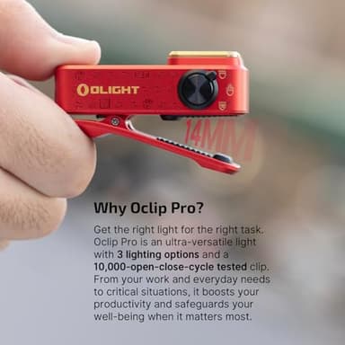 OLIGHT Oclip Pro EDC Flashlight Clip-on Light, Rechargeable 500 Lumens with Three Lighting Solutions Type-C Charging, Magnetic Flash Lights for Signaling, Cycling, Outdoor or Indoor Use(FS Red) - Image 6