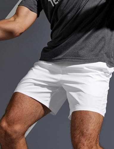 Aolesy Men’s 2 in 1 Running Shorts 5 Inch Quick Dry Workout Gym Shorts with Pockets Tennis Training Athletic Shorts with Liner for Men White - Image 6