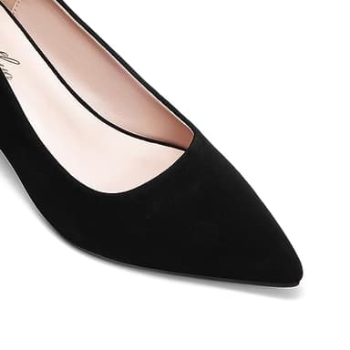 GENSHUO Womens Kitten Heels,Classic 2 Inch Low Heel Pumps Slip On Closed Pointed Toe Pumps Office Work Dress Pump Shoes Nubuck Black Size 7 - Image 4