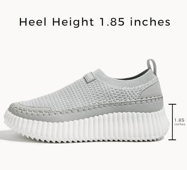LUCKY STEP Platform Sneakers for Women Slip on Knit Chunky Fashion Casual Retro Braided Tennis Lightweight Walking Shoes(Grey,9) - Image 3