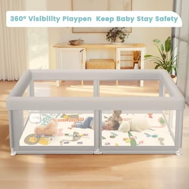 Baby Playpen with Mat 50x50 Inch, Play Pen for Babies and Toddlers with Gate, Baby Fence Sturdy Safety Playpen, Indoor & Outdoor Kids Activity Center - Image 3