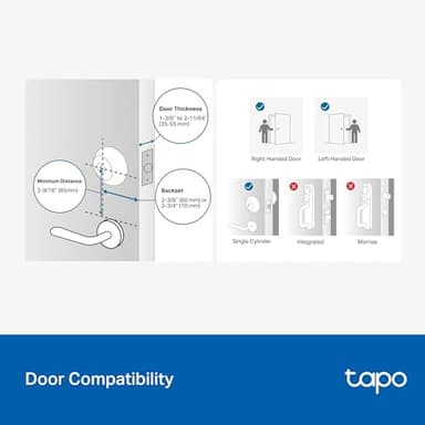 TP-Link Tapo Smart Door Lock, Deadbolt | Keyless Entry, Fingerprint Recognition, Touchscreen Keypad & in-App Monitoring with Scheduled Access | 1-Year Rechargeable Battery | BHMA Grade 2 | Tapo DL110 - Image 8
