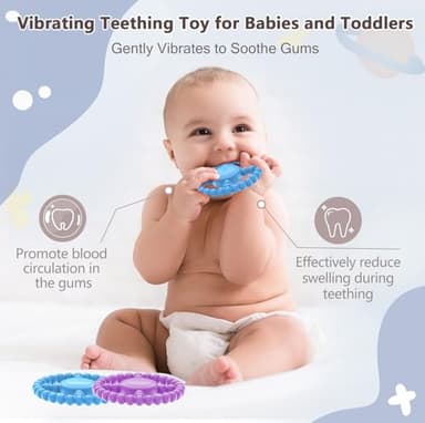 Vibrating Sensory Chew Toy, Teether Teething Toys for Babies6-12 8-18 Months, Sensory Toys for Kids with Autism&Toddler Travel Essential,1-2 Year Old Christmas Boys Girls Gifts idea(Blue) - Image 3