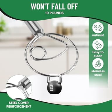 Agttete Danish Dough Whisk Stainless Steel Hook Dutch Bread Mixer Hand Tool for Sourdough Baking Making Blending Pastry Pizza - Image 3