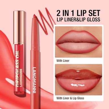 BestLand 12pcs Hydrating Lip Oils + Lip Liner Pencil Lip Combo Sets, 24H Long-Lasting Lip Kit with Lip Liner and Gloss, Nourishing, Non-Sticky Tinted Stain Lip Gloss Plumping Lip Oil Set for Women - Image 3