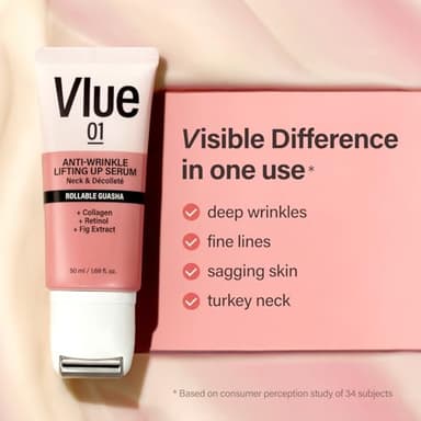 VLUE Retinol Guasha Neck Firming Cream - Anti-Aging Collagen & Fig Extract Moisturizer for Wrinkles & Sagging Skin, Hydrating & Lifting Neck & Décolleté Serum, Korean Skincare, 1.69 fl. oz. - Image 5