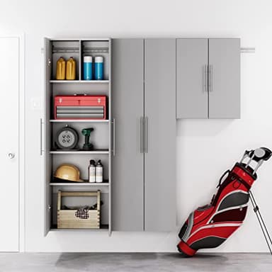 Prepac HangUps 24" Large Garage Cabinet, Bathroom Cabinet Wall Mount, Ideal for Garage, Kitchen and Laundry Organization 24" W x 72" H x 12" D, Light Gray - Image 11