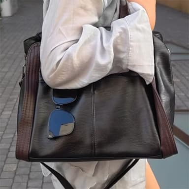 Large women tote bag: Leather handbag purse for ipad books phone - shoulder satchel with strap adjustable for girls ladies females - Image 7