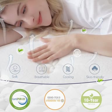 Queen Mattress, 14 Inch Queen Size Hybrid Mattress in a Box, Gel Memory Foam and Pocket Coils Innerpring Mattresses with Ergonomic Design, Cooler Sleep with Pressure Relief and Support, 60"*80"*14" - Image 2