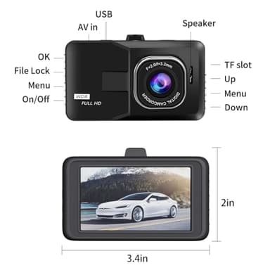 3-inch 1080P HD car Dash cam, 24-Hour Recording, 170° Wide Angle, Night Vision, Video Motion Detection - Image 5