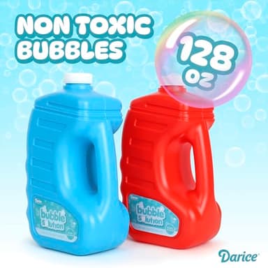 Darice 2 Pack 128oz Bubble Solution Refill for Bubble Machines & Blowers - Easter, Weddings, Birthdays, Outdoor - 4 Big Bubble Wands Included - Non-Toxic Safe for Toddlers & Kids, Colors May Vary - Image 2