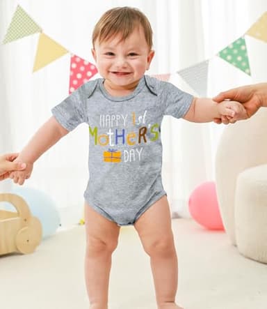 UNICOMIDEA Mother's Day Newborn Outfits Short Sleeves Funny Baby Bodysuit 0-3 Months Baby Boy's Clothing Happy 1st Mother's Day Romper Casual Infant Girls Playsuit - Image 2