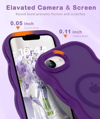 Amzfield Magnetic for iPhone 16e Case, Compatible with Magsafe Wavy Cute Design Translucent Matte Hard Back Silicone Bumper Shockproof Protective Phone Case for iPhone 16 e Women Girls, Dark Purple - Image 4