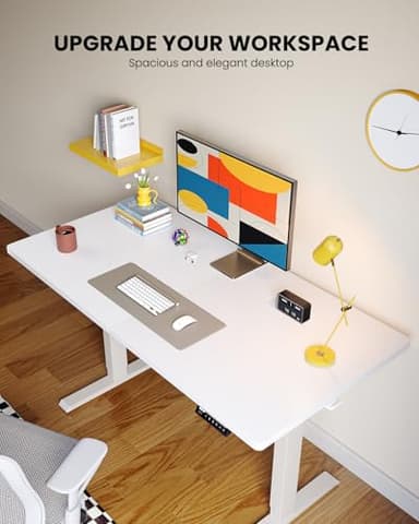 ErGear Electric Standing Desk, 48 x 24 inch Height Adjustable Sit Stand Up Desk, Computer Home Office Desk with 4 Memory Height Buttons, Two Pieces Desktop, White, EGESD110W - Image 4