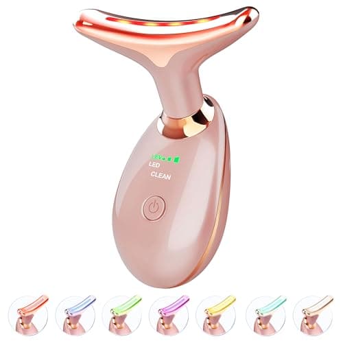 ELISHINE Light Based Face-Neck-Massager - 7 Color Portable Facial Massager for Skin Care, Rose Gold - Image 1