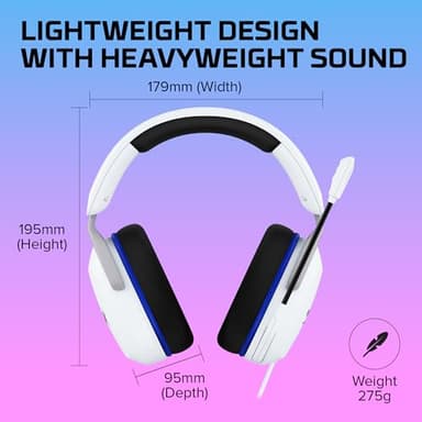 HyperX Cloud Stinger 2 Core - Gaming Headset for Playstation, Lightweight Over-Ear Headset with mic, Swivel-to-Mute Function, 40mm Drivers - White - Image 7