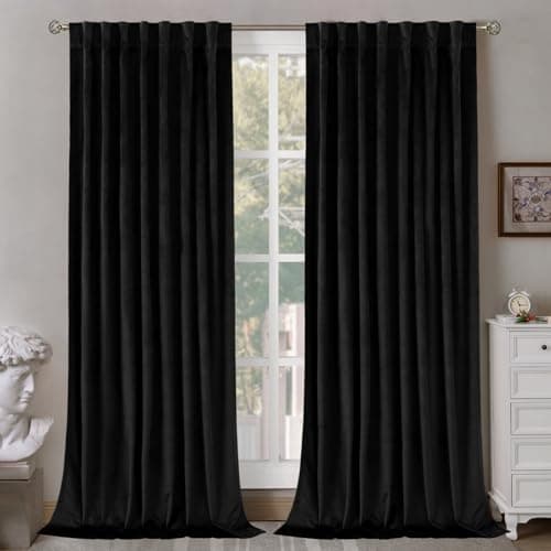 BGment Halloween Black Velvet Blackout Curtains for Living Room, 84 inches Long Thermal Insulated Curtains Noise Reduce Back Tab and Rod Pocket Luxury Panels for Bedroom, 2 Panels, 60 x 84 Inch - Image 1