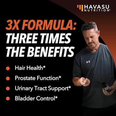 Saw Palmetto Supplement with Stinging Nettle and Pumpkin Seed Extract - Advanced 3X Formula - DHT Blocker Urinary Health and Prostate Support for Mens Health - Vegan, Non-GMO Capsules - 2 Month Supply - Image 3