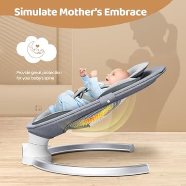 Baby Swings for Infants - Exclusive App & Bluetooth Function, Electric Baby Swing with 5 Point Harness & 5 Sway Speeds, 10 Preset Lullabies, Portable Infant Swing for Indoor/Outdoor (Light Gray) - Image 5