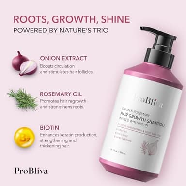 Onion & Rosemary Hair Growth Shampoo: Biotin Infused Shampoo for Hair Loss and Thinning Hair - Promotes Healthier, Thicker and Stronger Hair for Women and Men (16.9 Fl Oz (Pack of 1)) - Image 5
