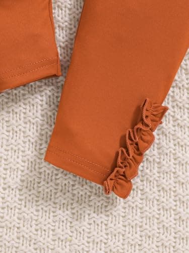 3-4 Years Old Girl Clothes 3T 4T Toddler Baby Spring Outfits Clothing KId Ruffle Top Cute Pants+Headband Summer Clothes Sets for Girls Brown+Floral - Image 7