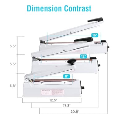 METRONIC Impulse Sealer 12 Inch, Heat Sealer Machine with Repair Kit, Manual Bag Sealer, Heavy Duty Impulse Heat Sealer for Plastic Bags, Shrink Wrap Bags (White) - Image 5