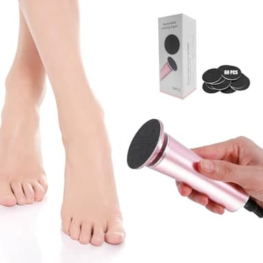 Electric Foot File Callus Remover Professional Foot Sander Grinder Scrubber Foot File Pedicure Tools Adjustable Speed 60 Replacement Sandpaper disc Easy to Remove Cutin Dead Skin calluses-Rose Gold - Image 8