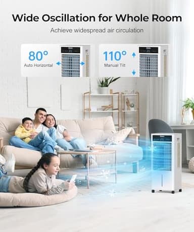 Abolee Evaporative Air Cooler, Portable Evaporative Air Cooler for Bedroom, 2.4Gal Tank with Fan & Humidifier, Remote, 4 Ice Packs, 3 Speeds, 4 modes, 12H Timer, for Room Indoors - Image 5