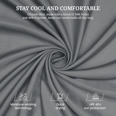 LizardHead Mens Glissade Short Sleeve Shirt, UPF 40+ (US, Alpha, Large, Regular, Regular, Charcoal Grey) - Image 3