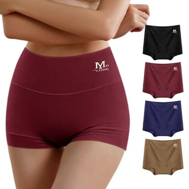 MEIYATING Boy Shorts Underwear for Women Cotton Compression Plus Size High Waisted Boxers Briefs Panties Boyshort 4 Pack - Image 1