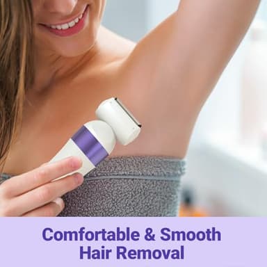 Bikini Trimmer for Women, IPX7 Waterproof Wet & Dry Electric Razors for Women, Bikini Legs Underarm Pubic Hairs Rechargeable Electric Shaver with 2 Trimmer Heads and Travel Razors - Image 5