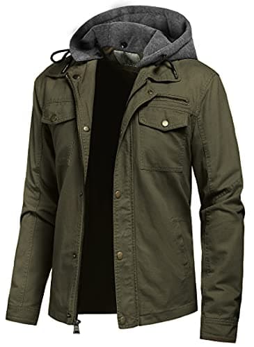 Pursky Men's Cotton Lightweight Jackets Spring Autumn Jacket For Men Slim Bomber Windbreaker Jackets Coat Army Green XS - Image 1