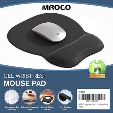 MROCO Ergonomic Mouse Pad with Gel Wrist Rest, Comfortable Mousepad with Smooth Wrist Support Surface and Non-Slip PU Base for Pain Relief, Computer, Laptop, Office & Home, 9.4 x 8.1 in, Black Color - Image 7