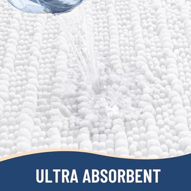 Arotive Luxury Chenille Bathroom Rug Mat, Extra Soft Thick Absorbent Shaggy Bath Rugs, Non-Slip Machine Wash Dry, Plush Bath Mats for Bathroom, Shower and Tub, 24x16, White - Image 4