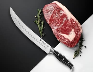 BRODARK Butcher Knife - 10" Curved Breaking Knife with Full Tang Handle - High Carbon Stainless Steel Scimitar Knives - NSF Certified, Steel-King Series - Image 2