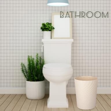 UUJOLY Plastic Small Trash Can Wastebasket, Garbage Container Basket for Bathrooms, Laundry Room, Kitchens, Offices, Kids Rooms, Dorms, (Beige, 1.8 Gallon/2 Pack) - Image 2