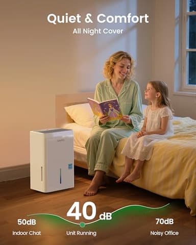 Waykar 80 Pint 2025 Energy Star Dehumidifier for Home, Basement, Large Rooms up to 5,000 Sq. Ft. - Auto Defrost, Ultra Quiet(40 dB), Auto Comfort Mode, with Drain Hose & Water Tank - Image 6