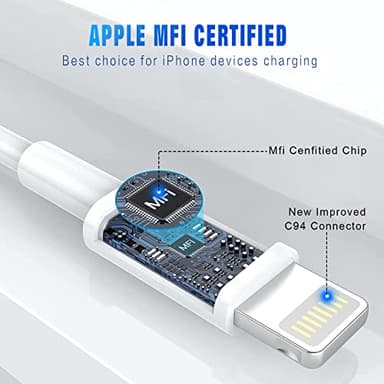 iPhone Charger 3Pack 6FT MFi Certified USB A to Lightning Cable Fast Charging Cords Apple Charger Compatible with iPhone 14 13 12 11 XS XR X Pro Max Mini 8 7 6S 6 Plus 5S SE iPad iPod Airpods - Image 2