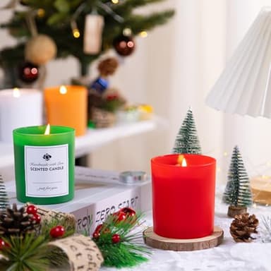 CONNOO 12 Pack 10 OZ Multi Color Glass Candle Jars with Bamboo Lids Nice Sticky Warning Labels for Candle Making Empty Container Bulk - Dishwasher Safe - Image 5