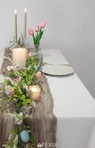 FEXIA 10 Pack Nude Table Runner 35x120 Inches Gauze Table Runner for Bridal Shower Wedding Party First Communion Centerpiece Engagement Boho Table Decoration (Nude - Image 6