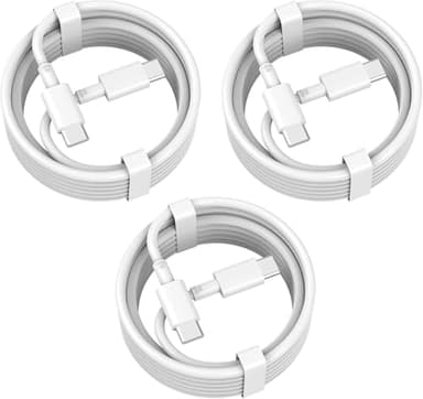 USB C Cable 3ft 3-Pack, USB C Cord for iPhone 16 Pro Max Plus Charging, 65W Fast Charging Cable for Samsung S24/S23, iPad Pro 13 12.9 11 inch, Mini 6 (White, 3pack-3.3ft*3) - Image 1