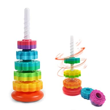 LBAIBB (1 PCS Spinning Stacking Toy,Spin Toy for Toddlers 1-3,Sensory Toys for Toddlers 1-3,Rainbow Spin Tower,Autism Spin Stack Toys,Suitable for Gifts for Boys and Girl - Image 1
